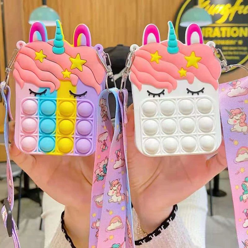 New 2022 Cute Fidget Pop Unicorn Mini Body Bag